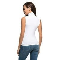 Тениски от полиестер женски тениски Трутлек без ръкави Peplum твърд бял малък