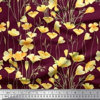 Soimoi Poly Georgette Fabric Buttercup Floral Printed Craft Fabric край двора