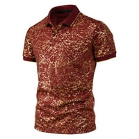 Ханас модна мъжка върхове Мъжки модни ежедневни летни риза с къси ръкави от печата риза с ревера блуза червена xxxl