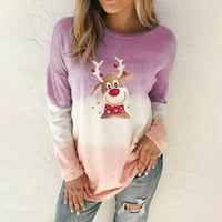 Коледни суичъри за жени печат блуза графична риза с дълъг ръкав пуловер върхове