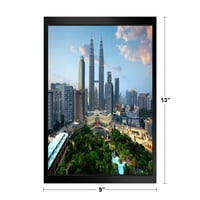 Kuala Lumpur City Skyline Petronas Twin Towers Art Print Stand или Hang Wood Frame Displore Poster Protter 13x9