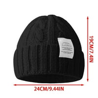 Qcmgmg кокетни солидни дамски шапки зимни плетени студено време сгъваеми боеси за възрастни черни свободни размери