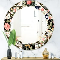 Art DesignArt 'Obsidian Bloom 22' отпечатано традиционно овално или кръгло огледало за стена - розово 24in.x24in