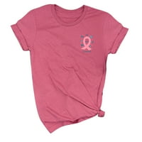 Дамски розова панделка плътни тениски за рак на гърдата риза за информираност за небрежен къс ръкав кръгли върхове на шията тънък приготен тренировка блузи розови а