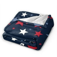 Червено бяло сини звезди за хвърляне на шаблони, леко уютно одеяло за меко хвърляне на дивана, 50 x40 хвърлете одеяла за леглото