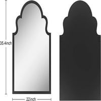 Метална рамка акцент огледало за стена - декоративно огледало черно суета стена, монтирано огледало за баня за хол спалня 35,5 × 21. в