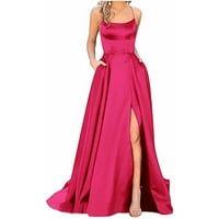 Небрежни рокли за жени без ръкави вечерна рокля с дълъг свободно време лъжичка отпечатана рокля горещо розово xs