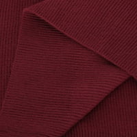 Zzwxwb пуловери за жени стилни дълги ръкави кръгли шия свободни пуловер върхове блуза плетен пуловер вино xxl