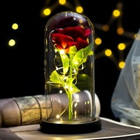 Романтична изкуствена вечна розова цветна лампа LED светлина със стъклена покривка лилаво високо боросиликатно стъкло, пластмаса