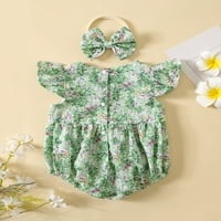 Arvbitana новородено бебе момиче летни дрехи флорални романични ръкави ръкав един боди с тоалети с лента за глава месеци месеци