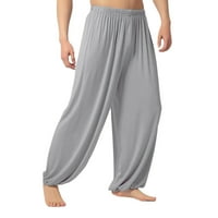 Панталони модни мъжки небрежни солидни разхлабени суитчъри панталони джогинг танцуващи йога панталон сиво 3xl