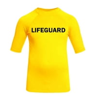 Спасител с късо ръкав UV защитен мъжки риза Rashguard Sun - Жълто черна - 3XL
