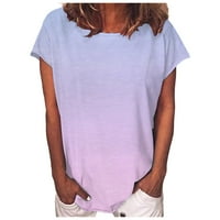 Zpanxa дамски тениски Женски небрежен градиент цвят с къс ръкав тениска туника блуза върхове дамски тренировъчни върхове ризи розови 4xl
