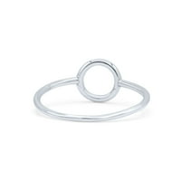 Скороволен отворен кръг приятелство Окислена пръстенна лента стерлинги сребро размер 4