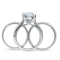 Стерлинг сребърен пасианс сватбени годежни пръстени 5. Карат овален изрязан кубичен циркония CZ пръстен за жени, родий с размер 5