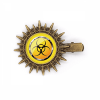 Лого жълто фон опасно вещество за коса слънце Ретро метални клипове щифт щифт
