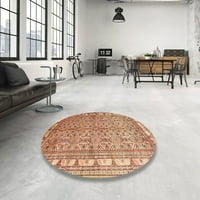 Ahgly Company Machine Wareable Indoor Round Традиционни килими за пясъчно кафяво зона, 4 'кръг