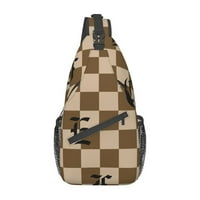 Чанта за прашка за мъже за мъже - готически азбука за шахматна борба за ежедневни рамо за рамо за пътувания спортни изкачващи се бегачи на дневна пакета