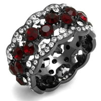 TK - IP светло черен пръстен от неръждаема стомана с кристал от най -висок клас в Siam Size 5