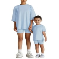 Bomotoo Mommy and Me Two Outfit Crew Tops Tops+Mini Pants Комплекти солидни цветове комплект Прав крак Летни тоалети плаж xtz8403b l