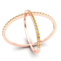 0. CT блестящ кръгъл крой симулиран жълт диамант 14k розово злато извлечение Размер на пръстена 6
