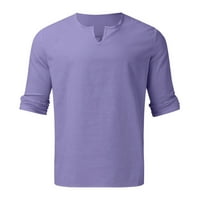 Мъже памучно бельо риза Хенли риза с дълъг ръкав лятна йога риза Новини тенденции мъже ризи лилаво s