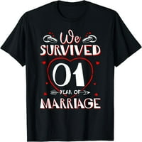 Преживяхме година на брачна двойка 1-ва годишнина тениска за подарък