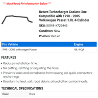 Върнете се линията на охлаждащата течност на турбокомпресора - съвместима с - Volkswagen Passat 1.8L 4 -цилиндър 2004