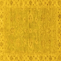 Ahgly Company Machine Pashable Indoor Square Abstract Yellow Modern Area Cugs, 4 'квадрат