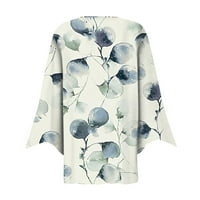 Yubatuo Womens Cardigan Women's Fashion Loose Casual Printed седем части бутон за ръкав надолу Блуза Кардиган Топ Кардиган за жени Бежово М