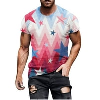 Мъжки ризи Giligiliso Clearance Нова модна ежедневна мъжка тениска печат спортна тениска ръкав кръг-деколте блузи &