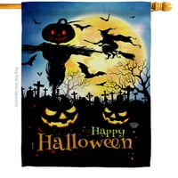 Гробище Spooky House Flag Хелоуин двустранно банер с двор
