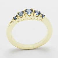Британски направени 9k жълто злато естествено сапфирен женски пръстен - Опции за размер - размер 9.5