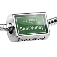 Bead Green Road Sign Добре дошли в Simi Valley Charm пасва на всички европейски гривни
