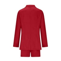 Wavsuf комплект за жени официални върхове и къси панталони с дълъг ръкав червен костюм комплекти размер 3xl