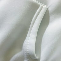 Glookwis жени с качулки върхове с яка суичър с дълъг ръкав руно качулки падат свободни годни пуловер плътни цветове бяло s