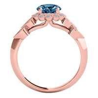 Mauli Jewels годежни пръстени за жени 1. Карат ореол син диамантен годежен пръстен Prong 14k твърдо розово злато