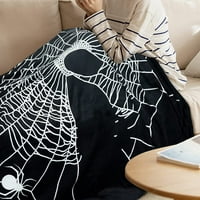 Хелоуин одеяло за обитаване на обитаване на Хелоуин одеяла черни паяжини Муни Dreamcatcher Flannel Halloween одеяла и хвърляния