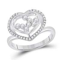 10k бяло злато кръгъл диамант разпръснат сърдечен пръстен cttw