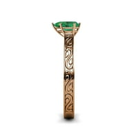 Emerald 7x Pear Scroll Solitaire Andagement Ring 0. Карат в 14K розово злато.size 9.0