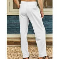 Jyeity нова мода мъже ежедневни солидни модни къттън цип средна талия с прави панталони панталони Мъжки салон панталони бял размер 16
