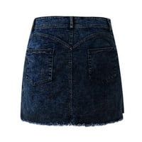 Feternal Women Fashion Summer Short Jeans Denim Жени джобове Измийте деним мини поли