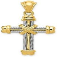 14k жълто и бяло злато латински кръст висулка D254