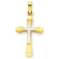 14k двутонен златен чар висулка тематичен кух кръст