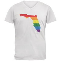 Флорида ЛГБТ гей гордостта на дъгата бяла тениска с V-образно деколте-средна