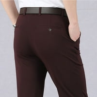 Baocc Men's Pants Мъжки тънки панталони твърди цветове с висока талия еластични ежедневни бизнес панталони