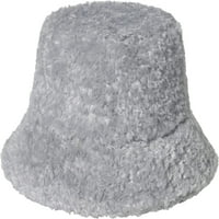 Cocopeaunts бяла кофа шапка за мъже солиден цвят агнешко плюшена рибарска шапка мека удобна сгъваема капачки за кофа за унисекс