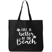 Животът е по -добър в чантата за плажно памучно платно