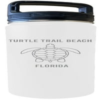 Turtle Trail Beach Флорида Сувенир Оз гравиран бял изолиран двойна стена от неръждаема стомана бутилка с бутилка с вода