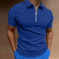SDJMA мъжки ризи реколта раирана лека риза за плетене мъже ежедневни солидни въртящи се пуловер цип с къс ръкав блуза върхове